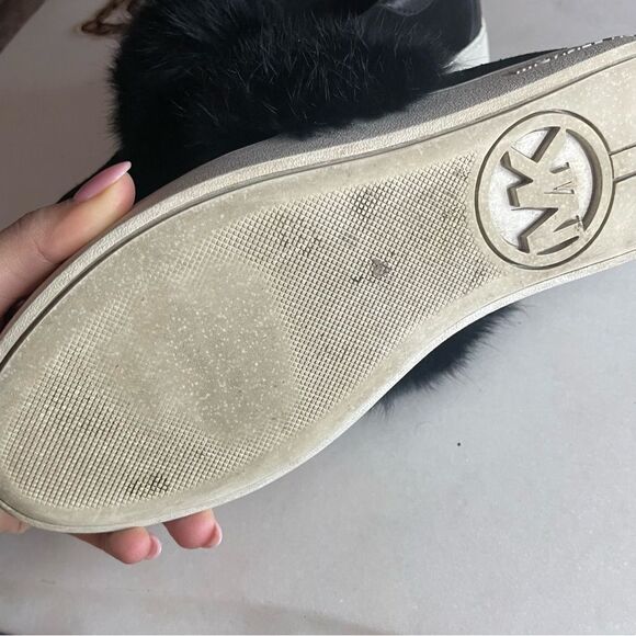 Michael Kors Black Suede Fur Maven Leather Rabbit Fur Sneakers Size 9 - Picture 9 of 9